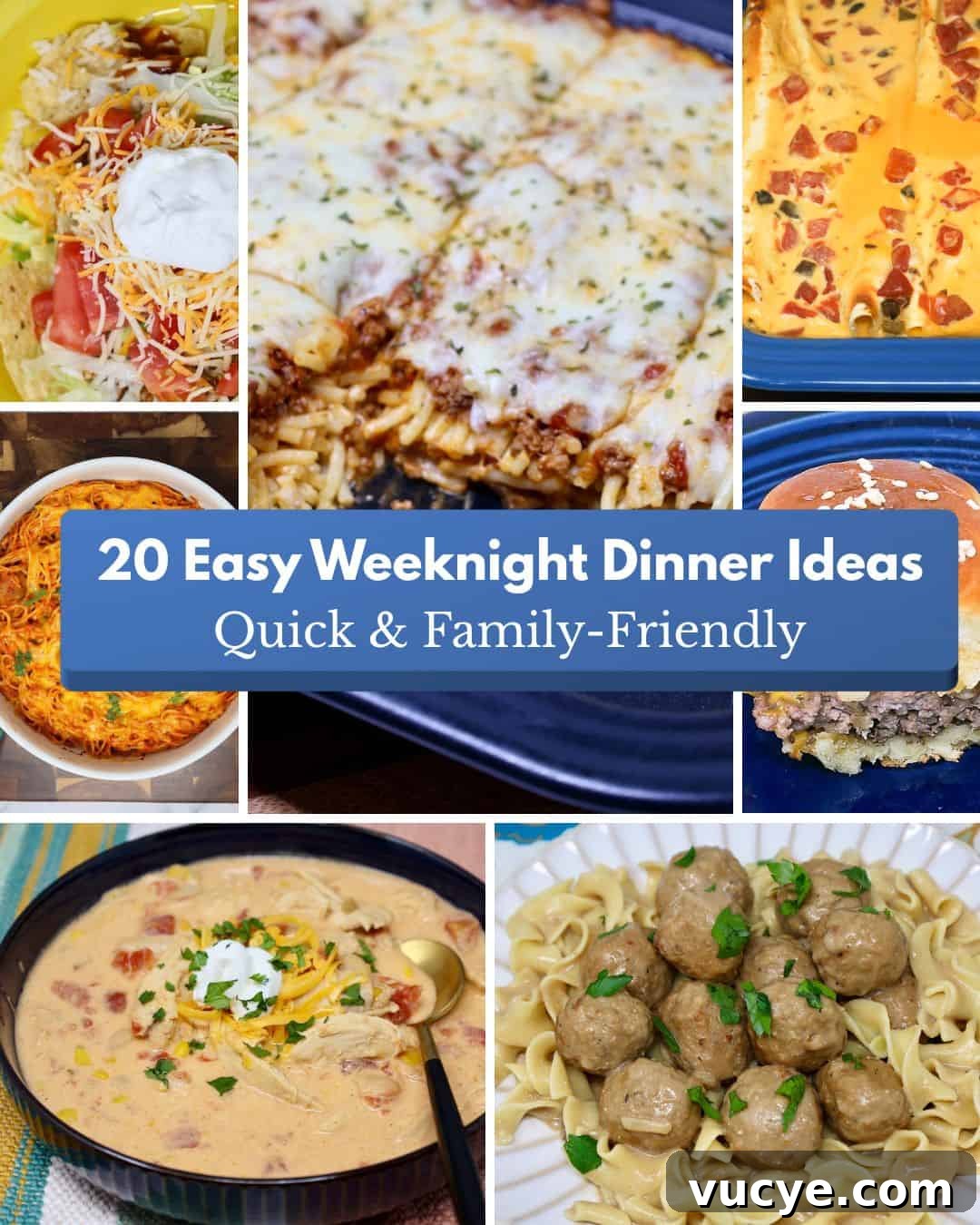 Easy weeknight dinner ideas including pasta, casseroles, and crock pot meals