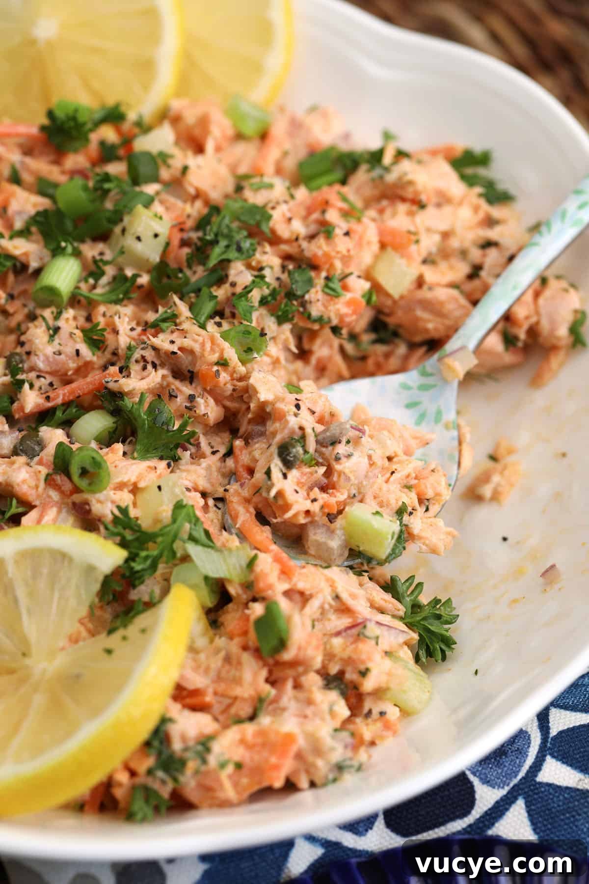 Salmon Salad with Dill & Capers: Fresh Summer Recipe 7 Salmon salad on plate