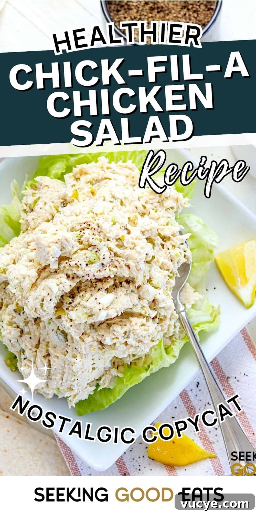 Copycat chick-fil-a chicken salad on a square white plate.