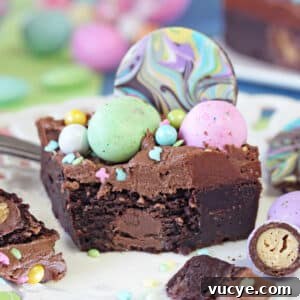 Easter Egg Cookies Topped with Smooth Fondant Decorating Ideas 3 Two photo collage of Frosted Easter Brownies with text overlay for Pinterest.