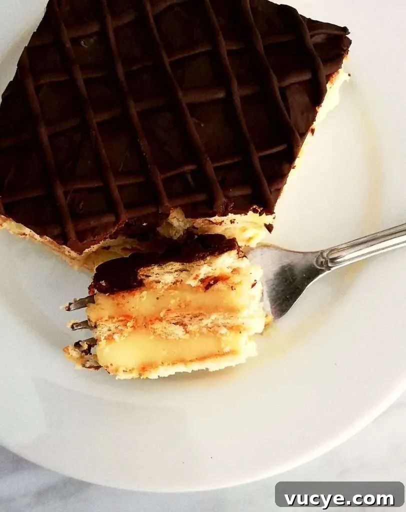 vanilla no bake biscuit cake bite on fork