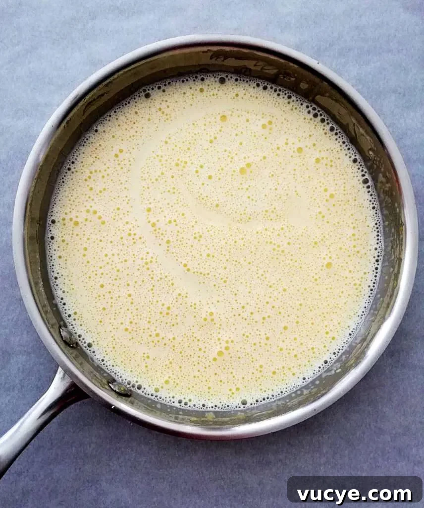 no bake biscuit cake pudding prep - milk added
