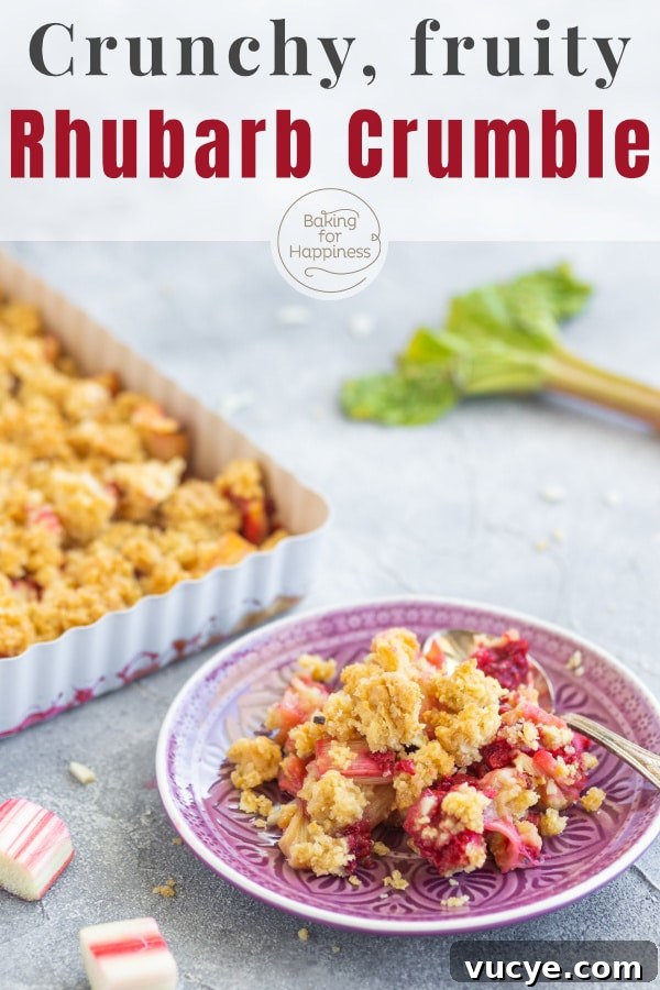 Perfect Rhubarb Crumble Recipe with Buttery Oat Topping 7 Deliciously sweet, tart, fruity & crunchy: this crumble with rhubarb and oats results in pure spring fever!