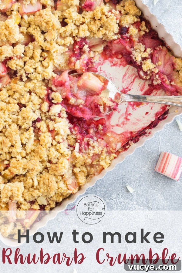 Perfect Rhubarb Crumble Recipe with Buttery Oat Topping 8 Deliciously sweet, tart, fruity & crunchy: this crumble with rhubarb and oats results in pure spring fever!