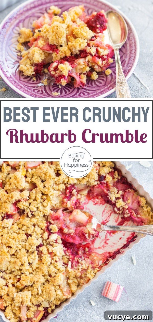 Perfect Rhubarb Crumble Recipe with Buttery Oat Topping 9 Deliciously sweet, tart, fruity & crunchy: this crumble with rhubarb and oats results in pure spring fever!