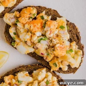 Close-up photo of cottage cheese egg salad on toast