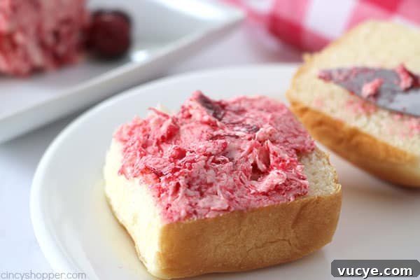 Cranberry butter on roll with garnish