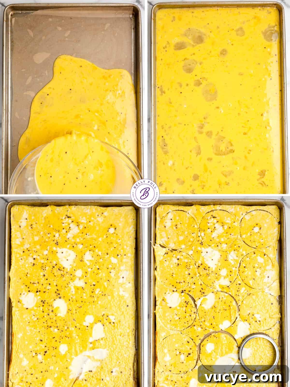 Made with egg, cheese, and breakfast meat on an English muffin, these Freezer Breakfast Sandwiches are perfect for busy mornings. Process shots of how to make eggs for breakfast sandwiches
