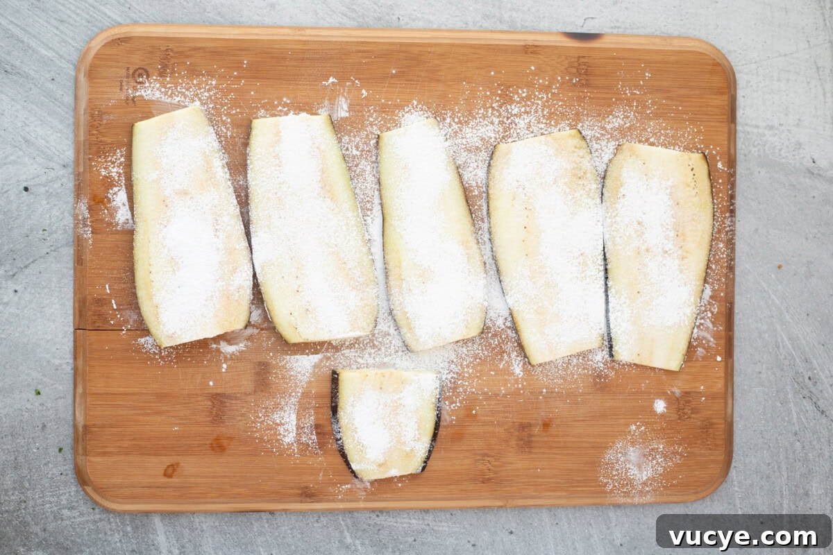 Soy-Glazed Eggplant Recipe: Savory Stir-Fried Japanese Aubergine 6 cornstarch over eggplant slices