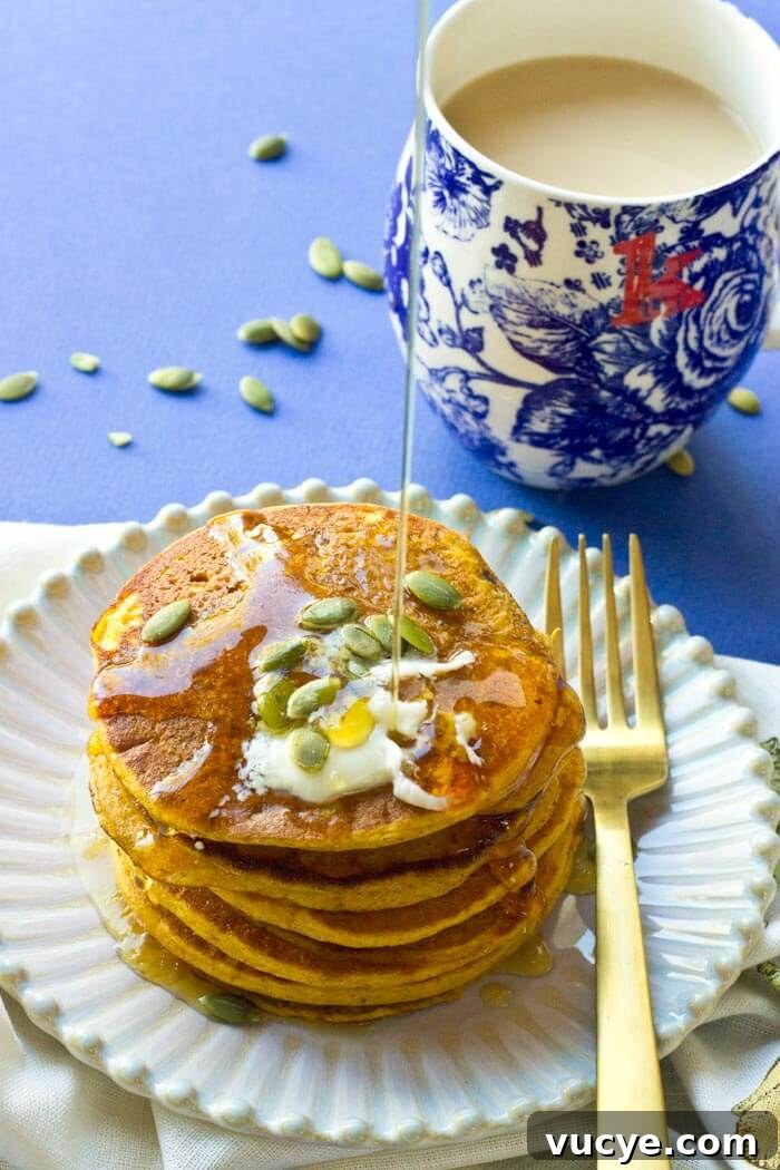 kid favorite pumpkin pancakes with coffee