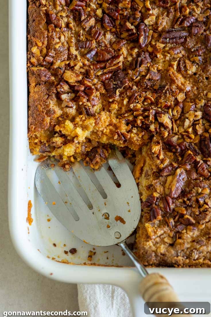 pumpkin pie dump cake on a baking dish