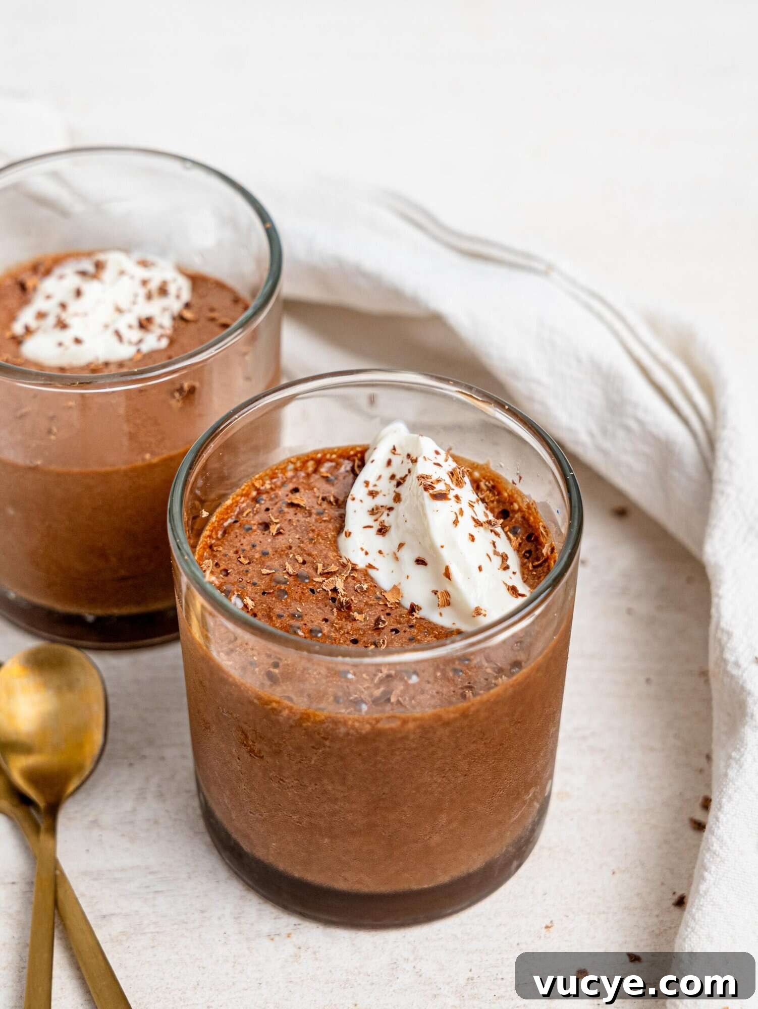 Two glasses of protein chocolate mousse.