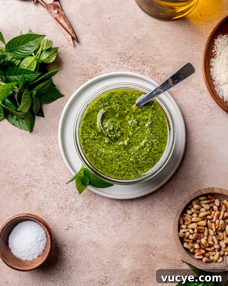 Homemade Basil Pesto: Fast Flavorful Recipe for Any Meal 7 Classic basil pesto in a jar.