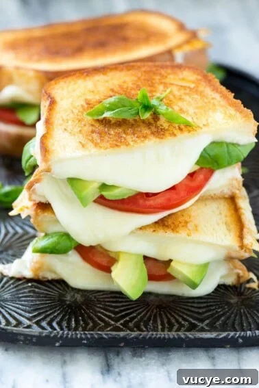 Chicken Parmesan Sliders Recipe: Crispy Mini Sandwiches for Parties 4 Grilled caprese sandwich with tomatoes, mozzarella and basil.