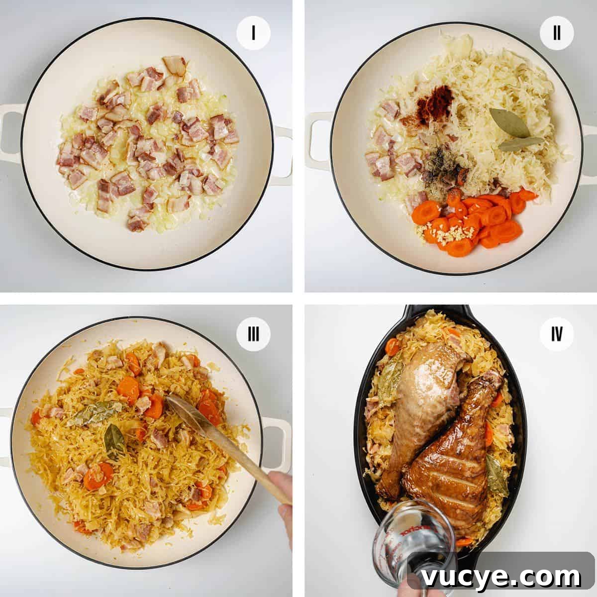 Authentic Serbian Baked Sauerkraut Recipe for Rustic Flavor 4 Four steps to cooking this Serbian podvarak.