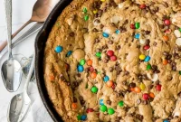 Skillet Chocolate Chip Cookie Loaded with Toppings