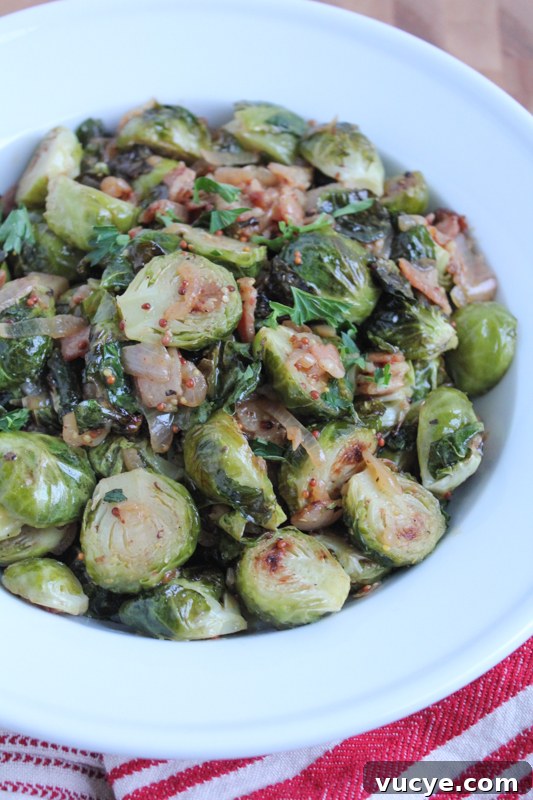 Roasted Brussels Sprouts with White Wine Shallot Sauce