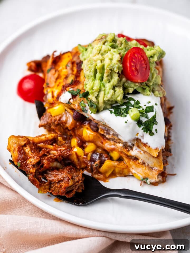 leftover Mexican shredded beef used in this enchilada pie