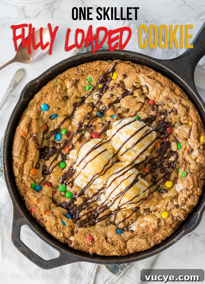 One Skillet Fully Loaded Chocolate Chip Cookie