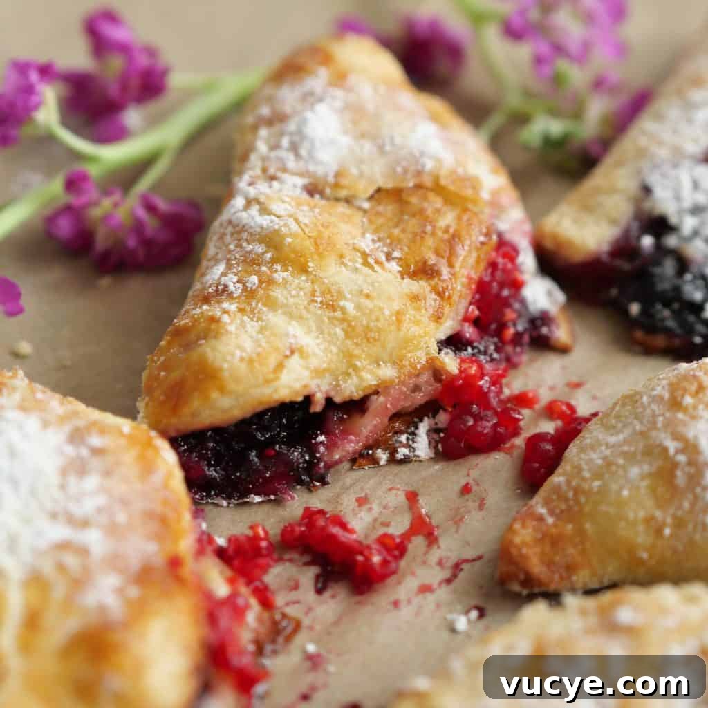 Easy Blueberry Turnovers up close.