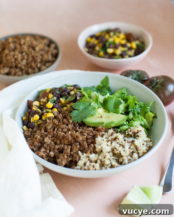 Cauliflower Walnut taco meat bowl | @sweetpotatosoul