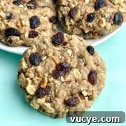 A plate of Bakery Style Soft and Chewy Oatmeal Raisin Cookies